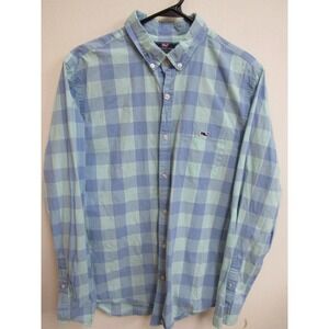 Vineyard Vines Mens Slim Fit Tucker Shirt Blue Green Check 1W3225 Large